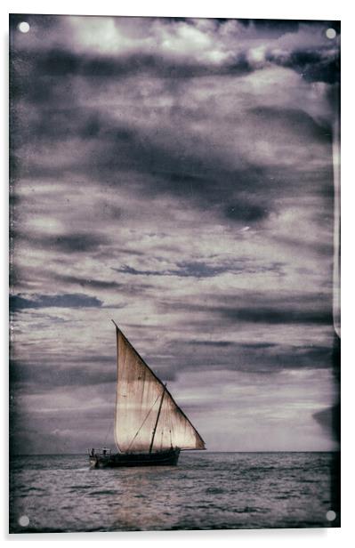 Dhow Sailing on the Indian Ocean Acrylic by Neil Overy