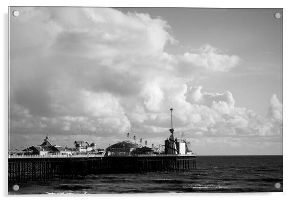 Palace Pier Brighton in black and white Acrylic by Neil Overy