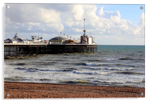 Brighton beach and Palace Pier, Brighton Acrylic by Neil Overy