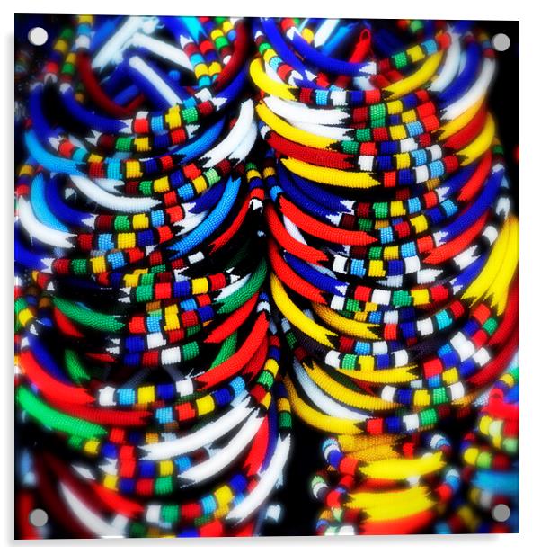 African Zulu Beaded Necklaces Acrylic by Neil Overy