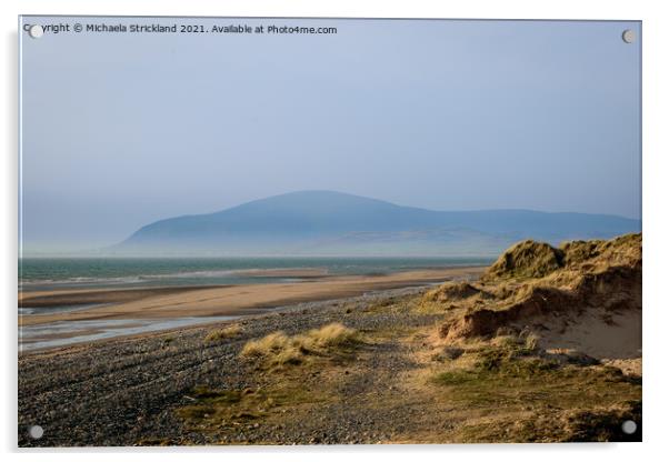 Black Combe beyond North Walney Sand Dunes Acrylic by Michaela Strickland