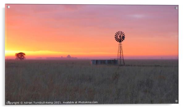 Sunrise over wind pump Acrylic by Adrian Turnbull-Kemp