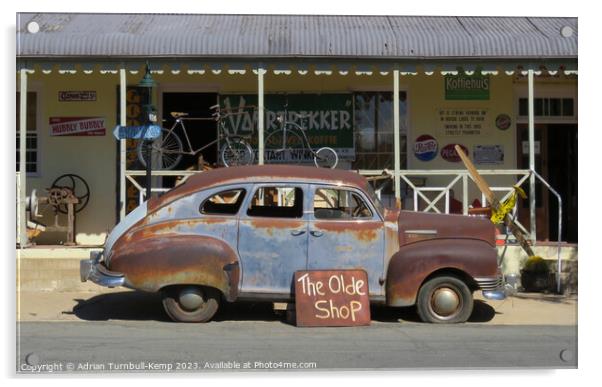 Rusting relic outside antiques shop Acrylic by Adrian Turnbull-Kemp