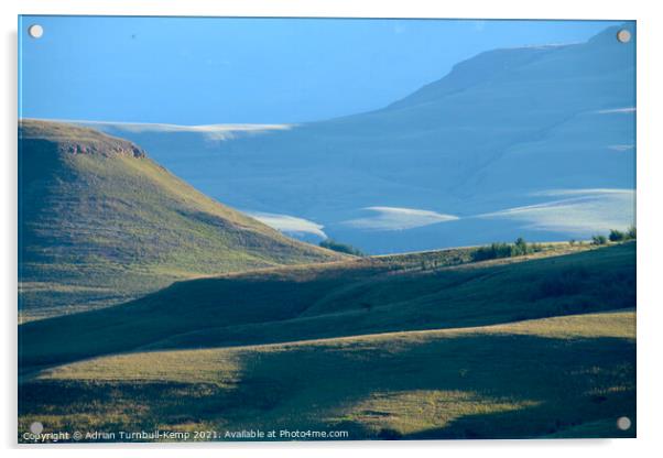 Lengthening shadows, Drakensberg foothills, Kwazulu Natal Acrylic by Adrian Turnbull-Kemp