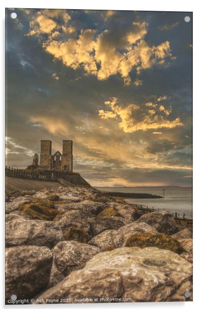 Reculver Fort  Acrylic by Ash Payne