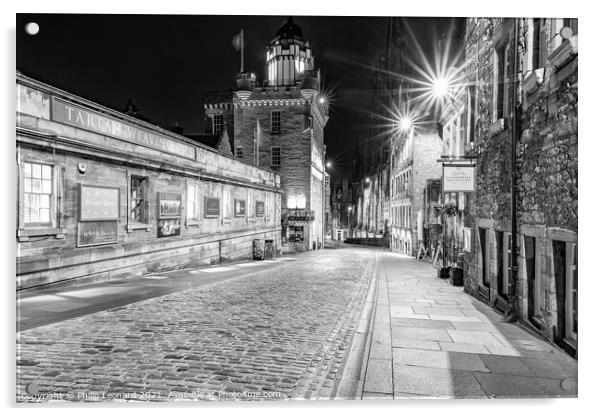 Monochrome View of the Royal Mile Edinburgh. Acrylic by Philip Leonard