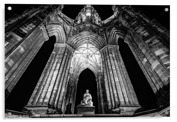 Scott Monument Edinburgh Scotland. Acrylic by Philip Leonard