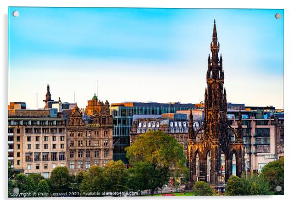 Scott Monument View Edinburgh Scotland. Acrylic by Philip Leonard