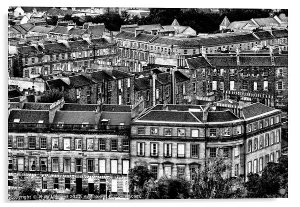 Leopold Place with classic Edinburgh architecture forming patterns behind, Edinburgh Scotland. Acrylic by Philip Leonard