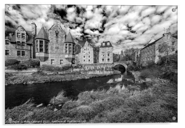 Dean Village & The Water of Leith Edinburgh Scotland Acrylic by Philip Leonard