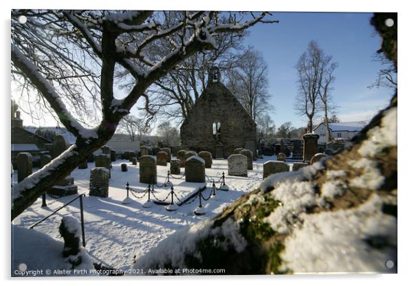 Winter Auld Kirk  Acrylic by Alister Firth Photography