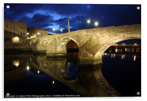 The Auld Brig at night Acrylic by Alister Firth Photography