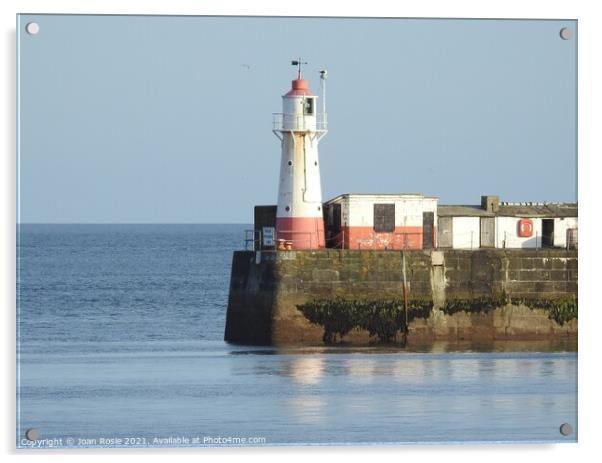 Newlyn lighthouse on a clear day Acrylic by Joan Rosie