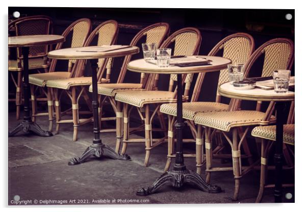 Paris tables and chairs, french cafe terrace Acrylic by Delphimages Art