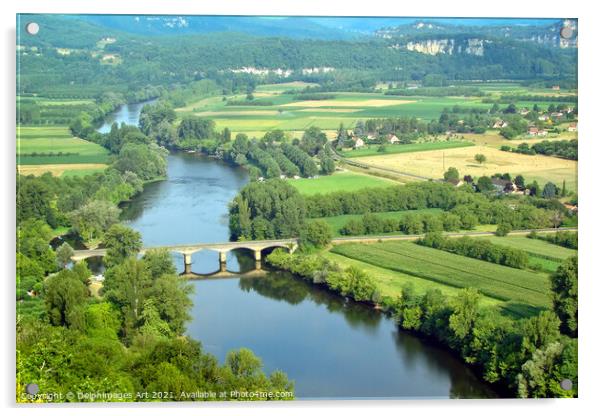 Aerial view of the Dordogne river in summer France Acrylic by Delphimages Art