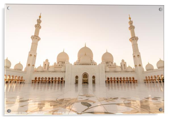Grand mosque in Abu Dhabi near Dubai at sunset, UA Acrylic by Delphimages Art
