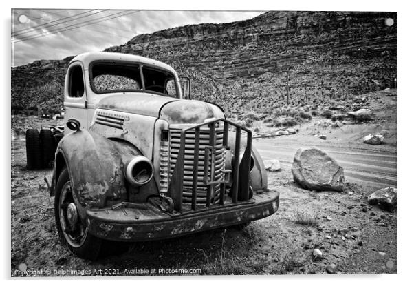 Old abandoned american truck near Moab, Utah Acrylic by Delphimages Art