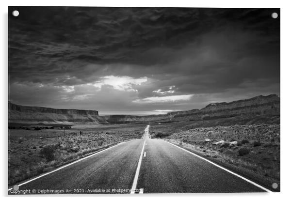 Road to the storm, near Moab, Utah Acrylic by Delphimages Art