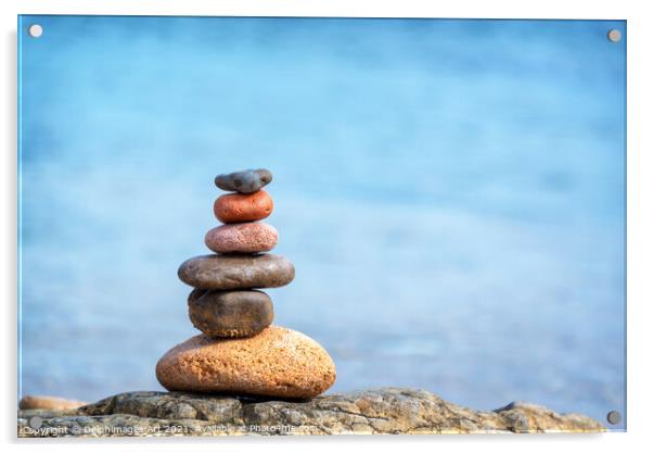 Pile of beach pebbles, zen balanced stones Acrylic by Delphimages Art
