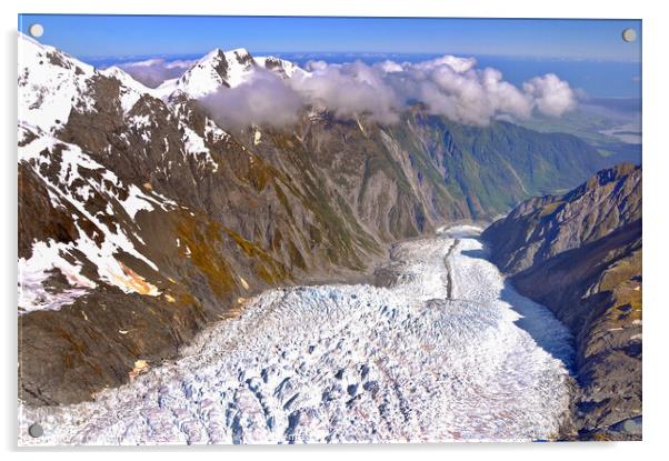 New Zealand. Franz Josef glacier aerial view Acrylic by Delphimages Art