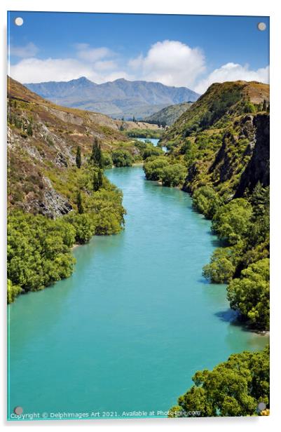 New Zealand landscape. Kawarau river Acrylic by Delphimages Art