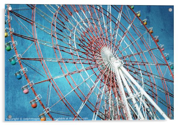 Ferris wheel, vintage carnival Acrylic by Delphimages Art