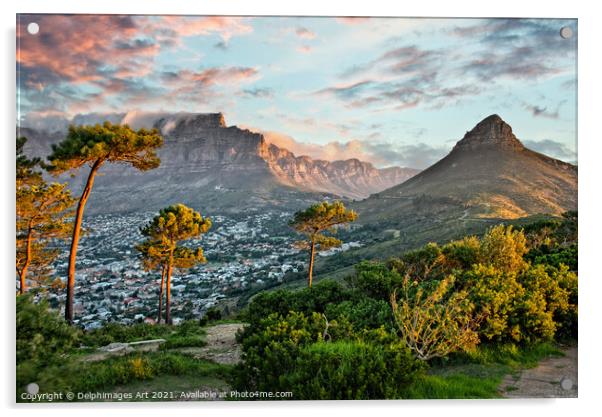 Signal Hill in Cape town at sunset, South Africa Acrylic by Delphimages Art