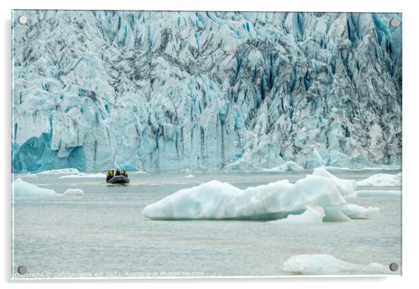 Iceland. Zodiac boat in Fjallsarlon glacier lagoon Acrylic by Delphimages Art