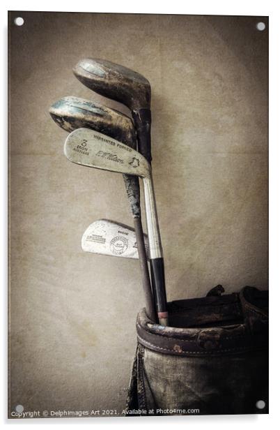 Set of vintage golf clubs Acrylic by Delphimages Art