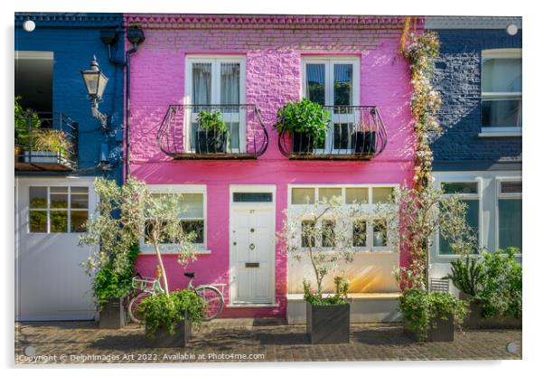 Notting Hill, London. Pink house Acrylic by Delphimages Art