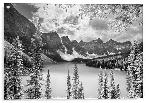 Canada. Moraine lake, black and white Acrylic by Delphimages Art