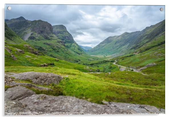 Scenic Glencoe valley in summer, Highlands of Scot Acrylic by Delphimages Art