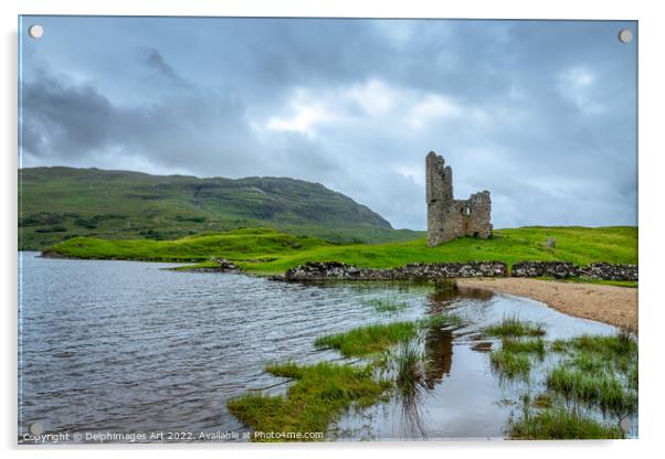 Ardvreck castle at Loch Assynt, Scottish Highlands Acrylic by Delphimages Art