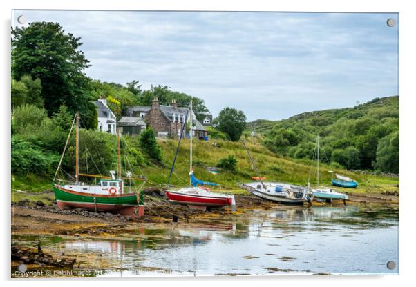 Fishing boats, Scottish Highlands Acrylic by Delphimages Art