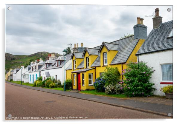 Colorful houses in the village of Shieldaig Acrylic by Delphimages Art