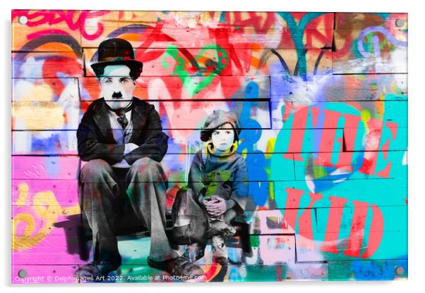 Charlie Chaplin and the Kid graffiti Acrylic by Delphimages Art