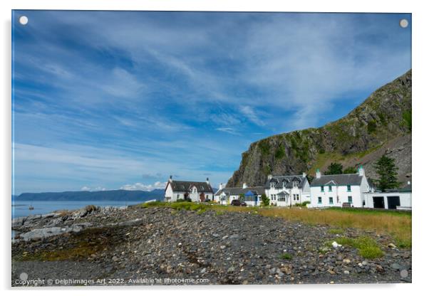 White Scottish houses, Seil island, Scotland Acrylic by Delphimages Art
