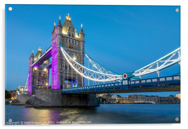 Tower bridge London at night Acrylic by Delphimages Art