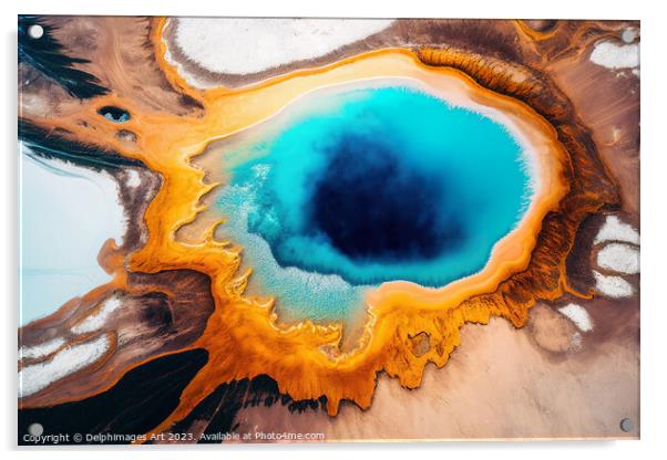 Yellowstone colorful hot spring pool Acrylic by Delphimages Art