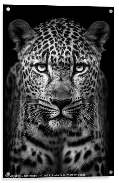 Leopard front portrait Acrylic by Delphimages Art