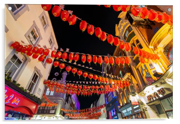 Gerrard street, Chinatown London Acrylic by Delphimages Art