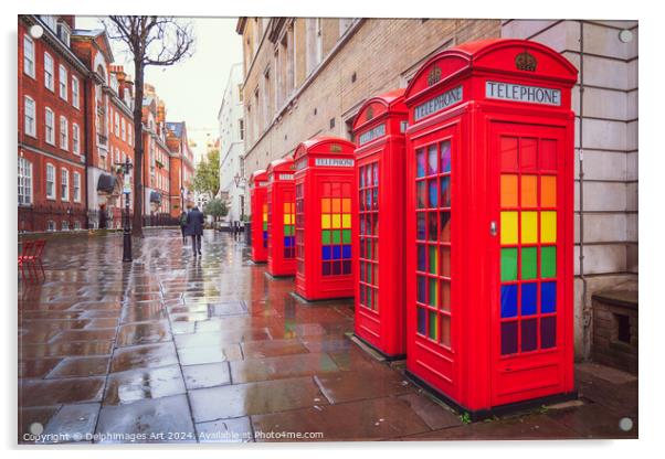 Telephone booths in Covent Garden, London Acrylic by Delphimages Art