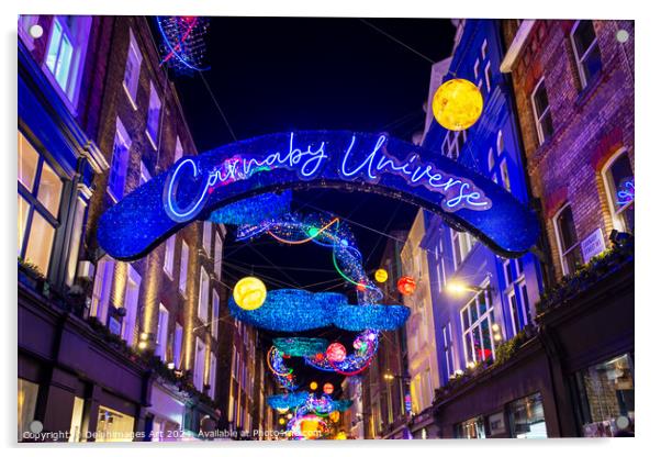 Carnaby Street neon sign at Christmas, London Acrylic by Delphimages Art