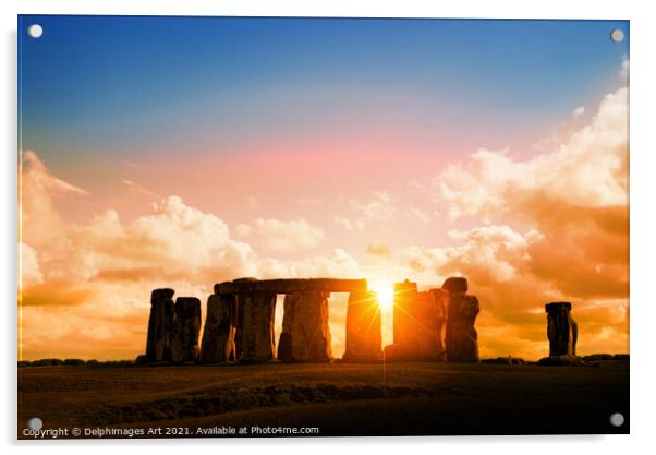 Stonehenge at sunset Acrylic by Delphimages Art