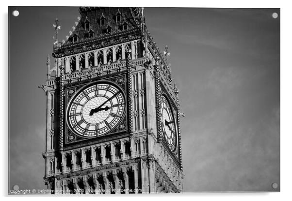 Big Ben in London, black and white Acrylic by Delphimages Art