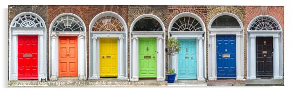 Dublin. Panoramic rainbow collection of doors Acrylic by Delphimages Art