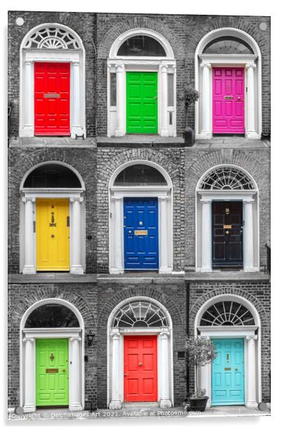 Dublin, Ireland. Collection of georgian doors Acrylic by Delphimages Art