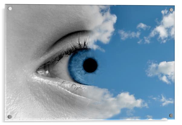 Sky in the eye, surreal photocollage Acrylic by Delphimages Art