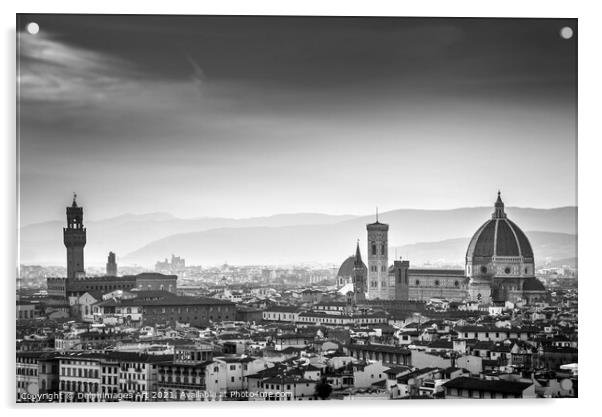 Florence Duomo black and white, Italy Acrylic by Delphimages Art