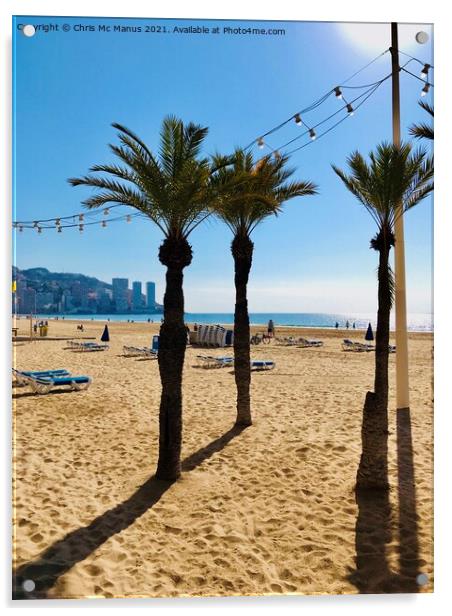 Benidorm Levante Beach in Spain Acrylic by Chris Mc Manus